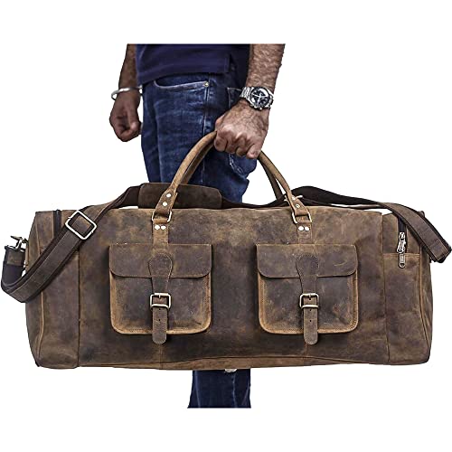KomalC 24 inch Duffel Bag Travel Sports Overnight Weekend Leather Duffle Bag for Gym Sports Cabin Holdall bag - Image 4