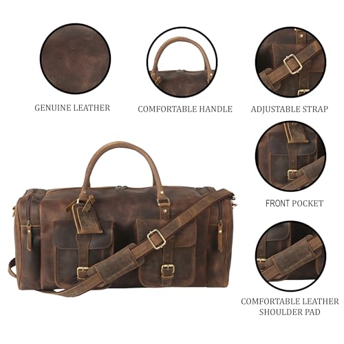 KomalC 24 inch Duffel Bag Travel Sports Overnight Weekend Leather Duffle Bag for Gym Sports Cabin Holdall bag - Image 3
