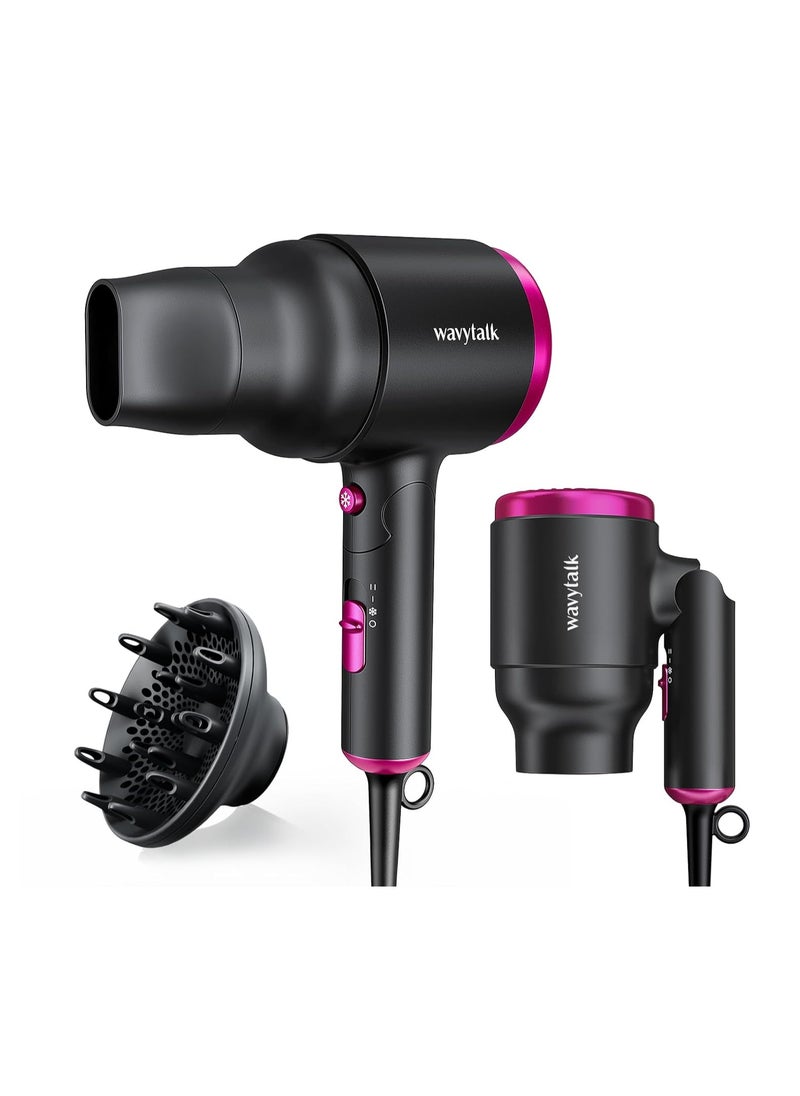 Hair Dryer With Diffuser, Foldable Hair Blow Dryer, 1600W Lightweight Diffuser Hair Dryer For Curly Hair, Black - pzsku/Z29666A6C1B06D9D7E6E2Z/45/_/1740885097/f15474d7-d6b2-4414-90e0-5dc60fbf3fba