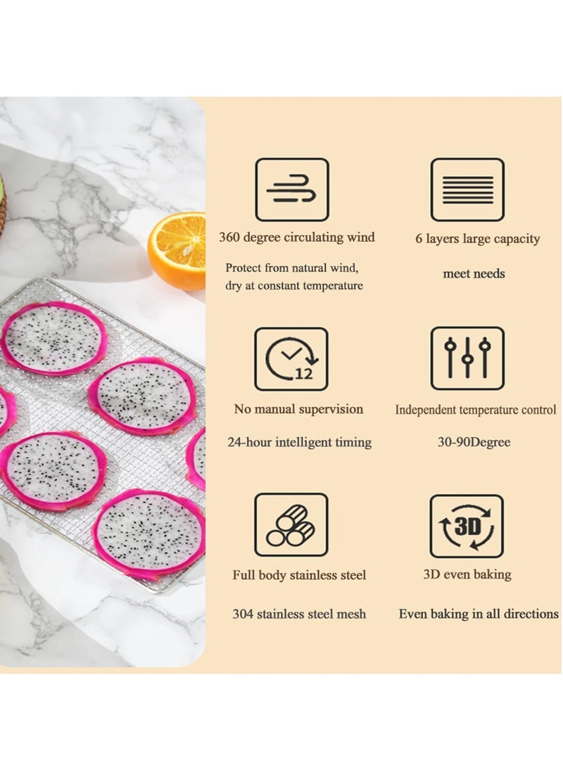 ET-LIFE Food Dehydrator, 12 Stainless Steel Trays Dehydrators for Food and Jerky, Herbs, Fruit, Dehydrator Machine with Digital Timer and Temperature Control, Overheat Protection, Recipe Book Included - Image 5