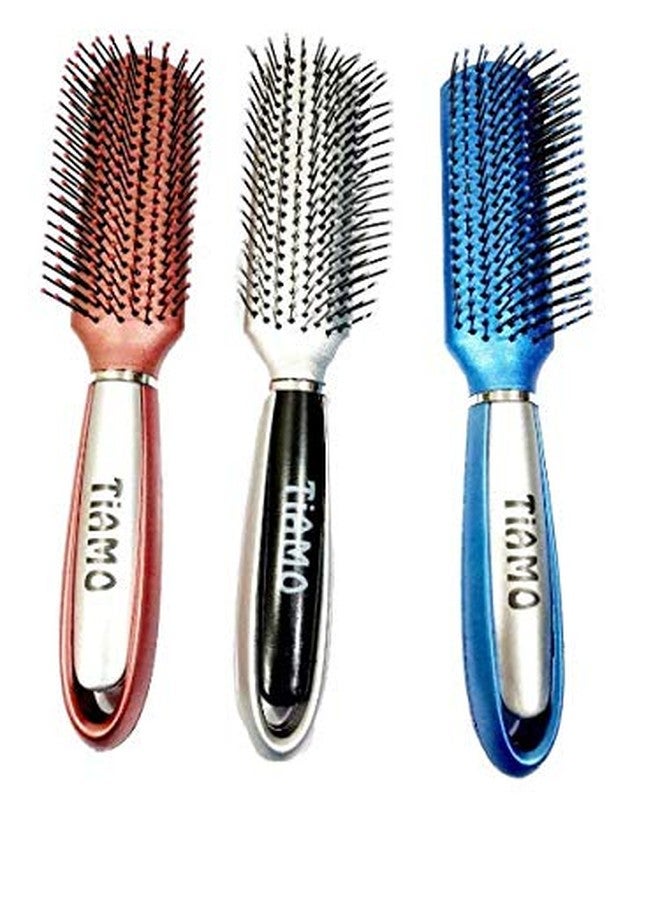 Tiamo Plastic Flat Hairbrush set of 3 for daily use - Image 1