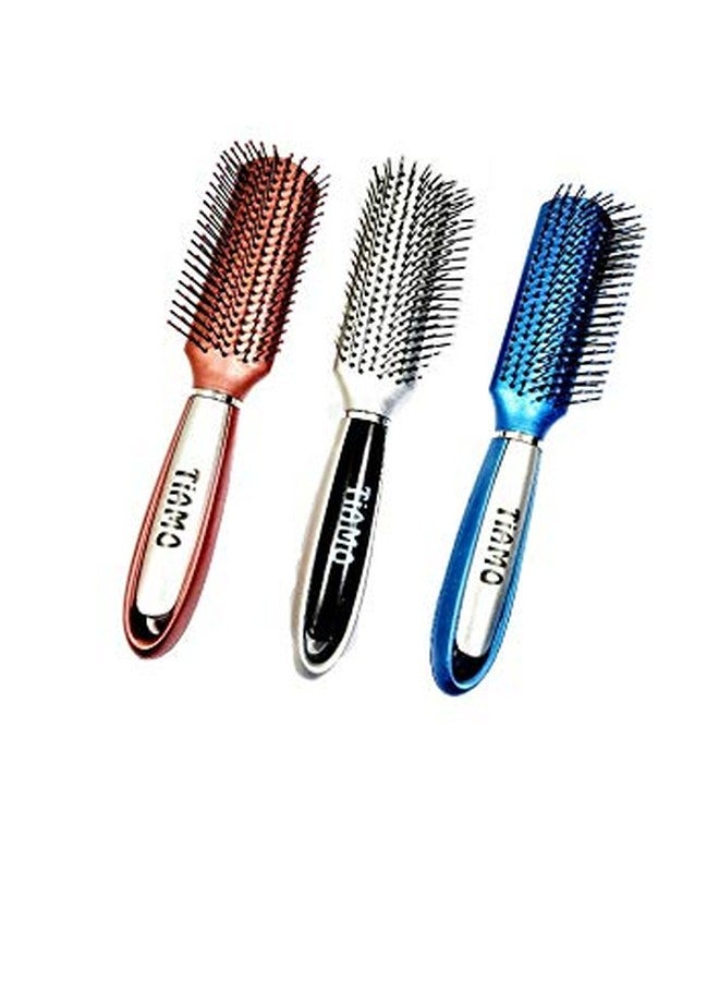 Tiamo Plastic Flat Hairbrush set of 3 for daily use - Image 2