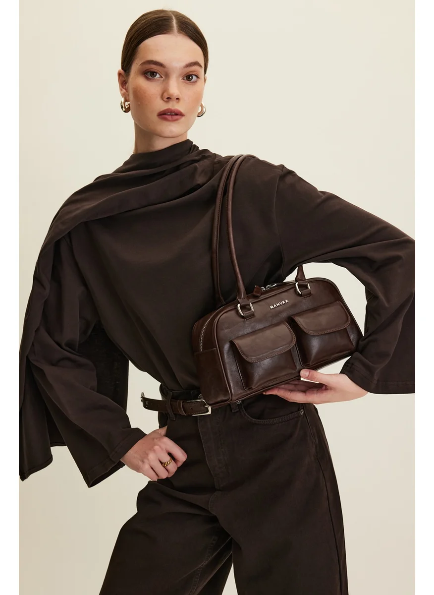 مانوكا Retro Bag with Pocket Brown