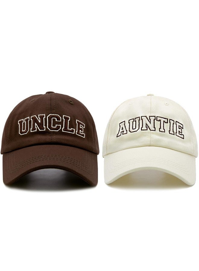 HAFOUXIGM Men Women Couple Matching Hat for Uncle Auntie, Brown & Beige Adjustable Embroidered Baseball Caps for Couples - Image 1