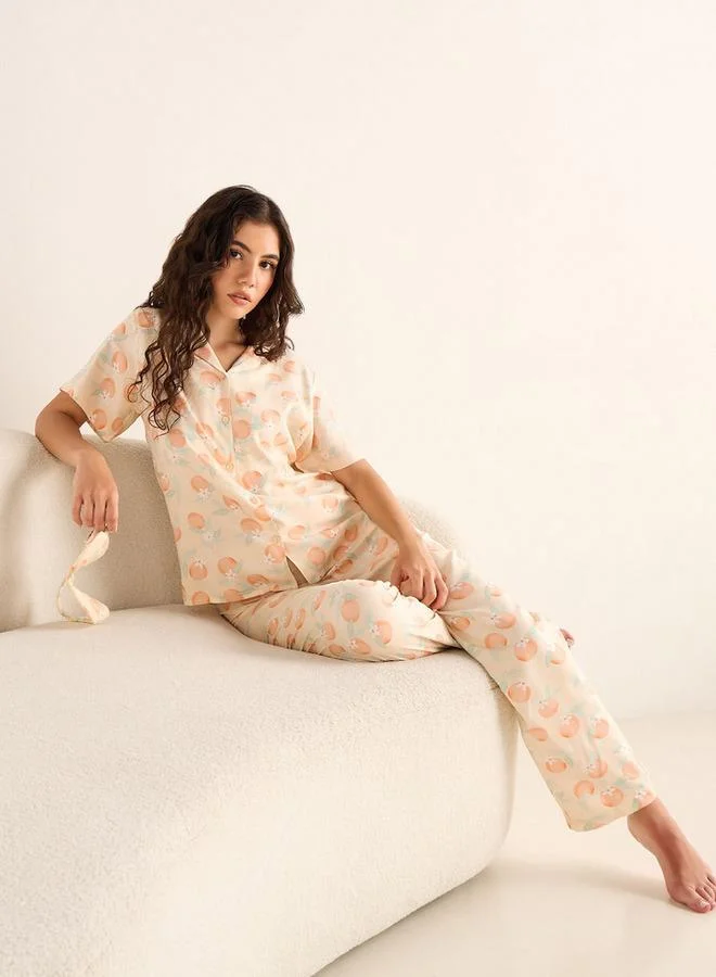 سبلاش فيڤ Printed Shirt with Pyjama Set