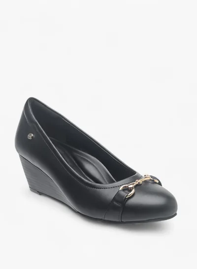 Celeste Womens Metal Accent Slip-On Ballerina Shoes With Wedge Heels