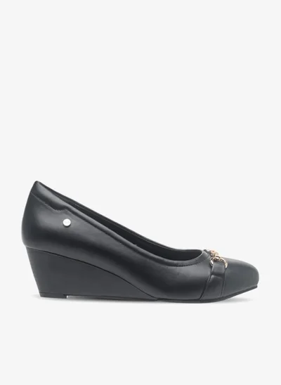 Celeste Womens Metal Accent Slip-On Ballerina Shoes With Wedge Heels