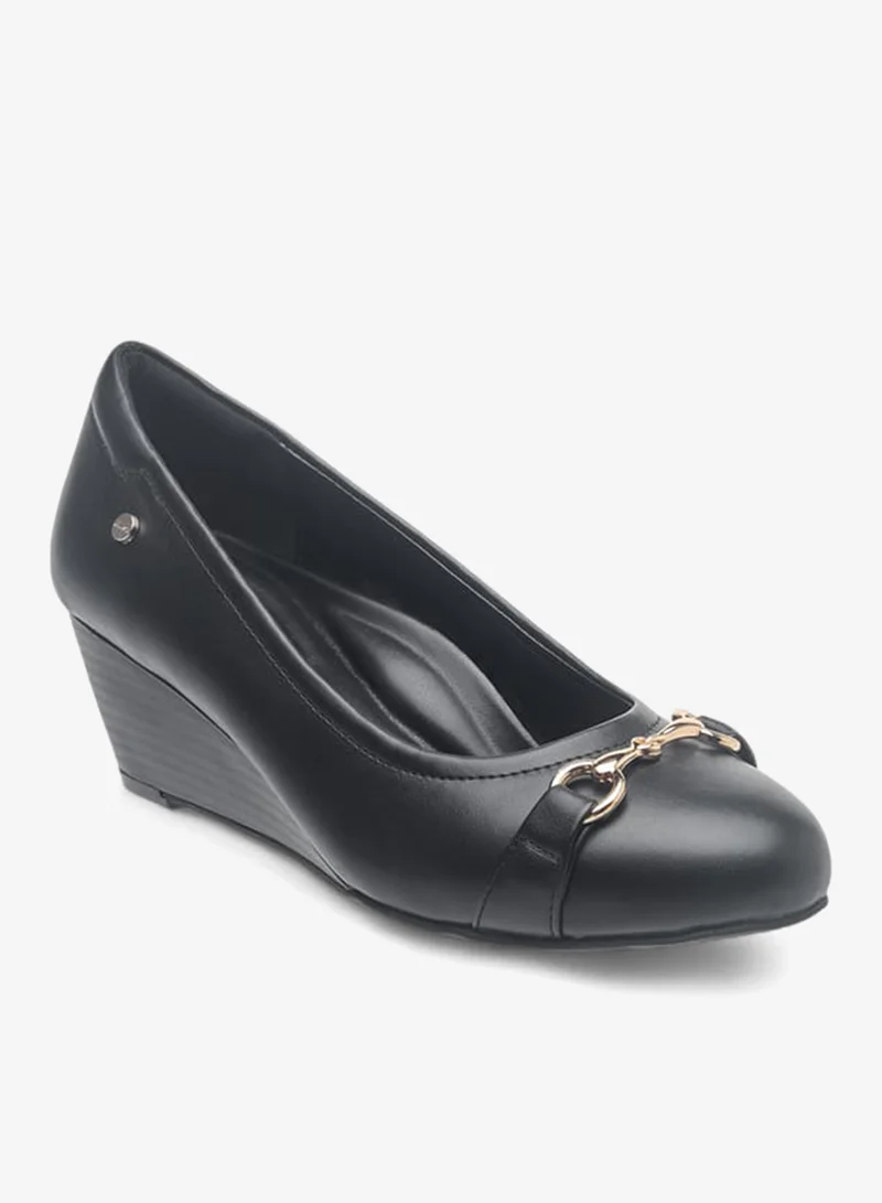 Celeste Womens Metal Accent Slip-On Ballerina Shoes With Wedge Heels