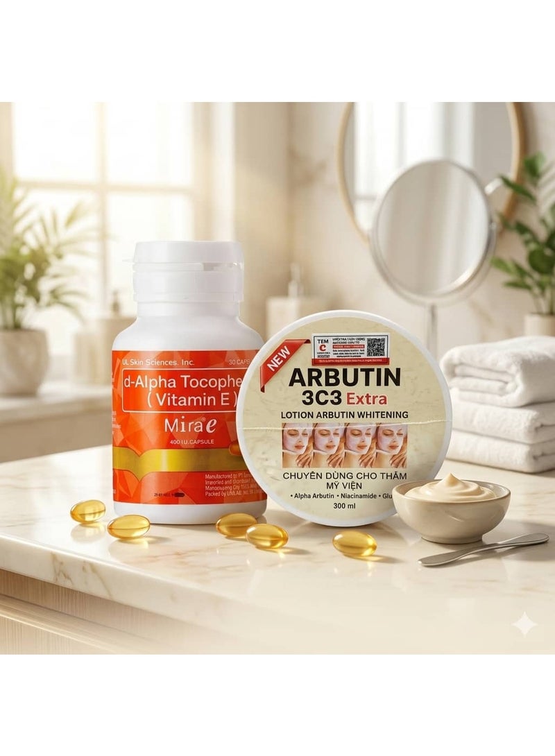 Arbutin 3C3 + Mira Vitamin E 400 IU, 30 Capsules - Image 2