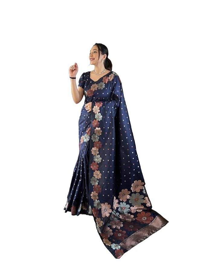 Accessorize Kingdom Women's Banarasi Kanjivaram Cotton Silk Jaquard Saree  - Image 1