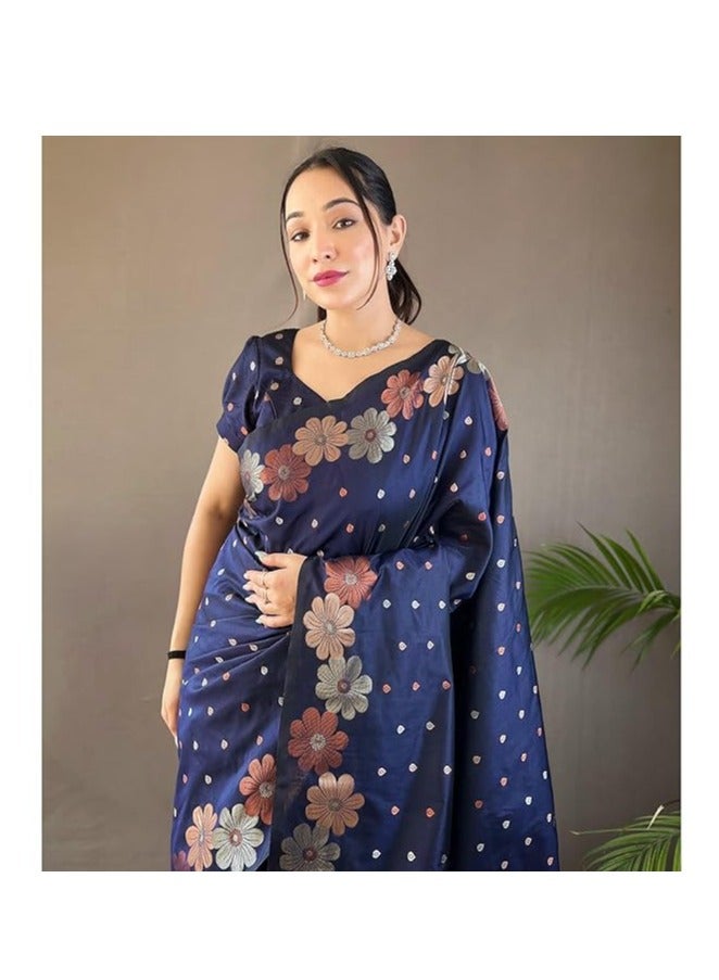 Accessorize Kingdom Women's Banarasi Kanjivaram Cotton Silk Jaquard Saree  - Image 2