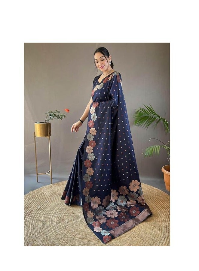 Accessorize Kingdom Women's Banarasi Kanjivaram Cotton Silk Jaquard Saree  - Image 3