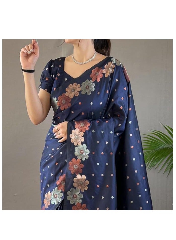 Accessorize Kingdom Women's Banarasi Kanjivaram Cotton Silk Jaquard Saree  - Image 4