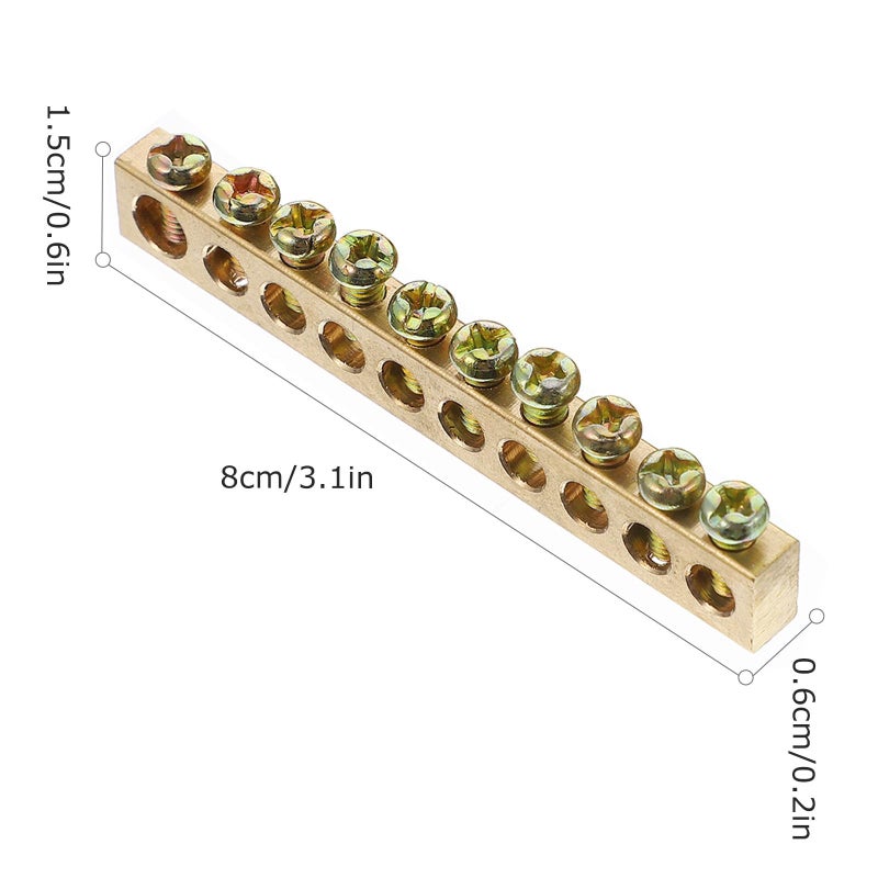 4 Pcs Copper Grounding Terminal Block 10 Hole Screw Connector For Electrical Distribution Wire - Image 3