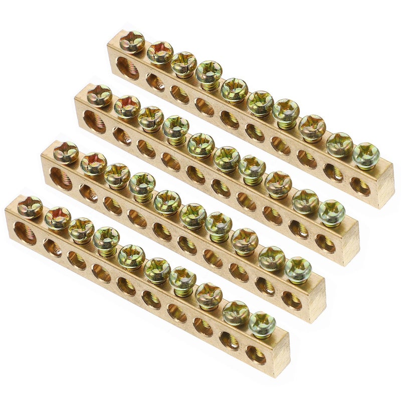 4 Pcs Copper Grounding Terminal Block 10 Hole Screw Connector For Electrical Distribution Wire - Image 2