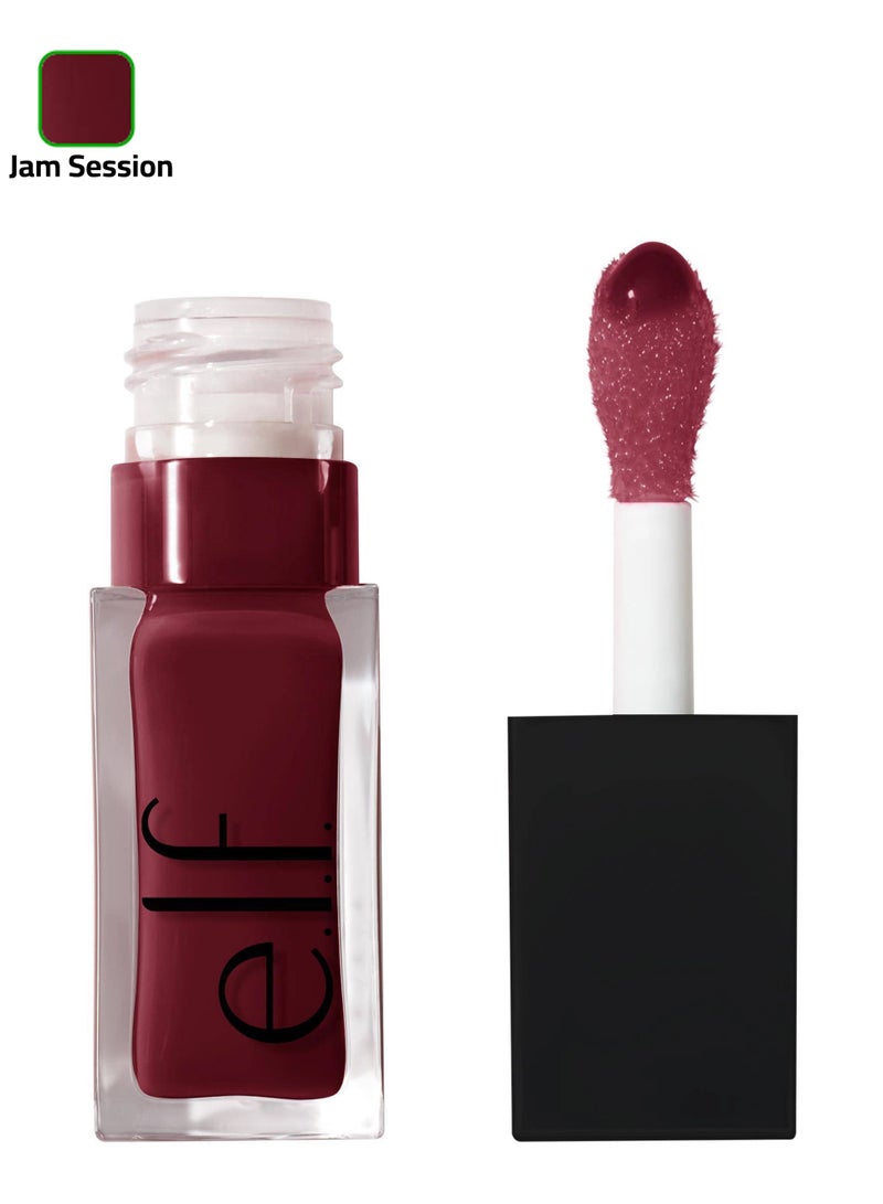 elf Glow Reviver Lip Oil, Nourishing, Tinted Lip Oil for a High Gloss Finish, Enriched with Jojoba Oil Jam Session - Image 1