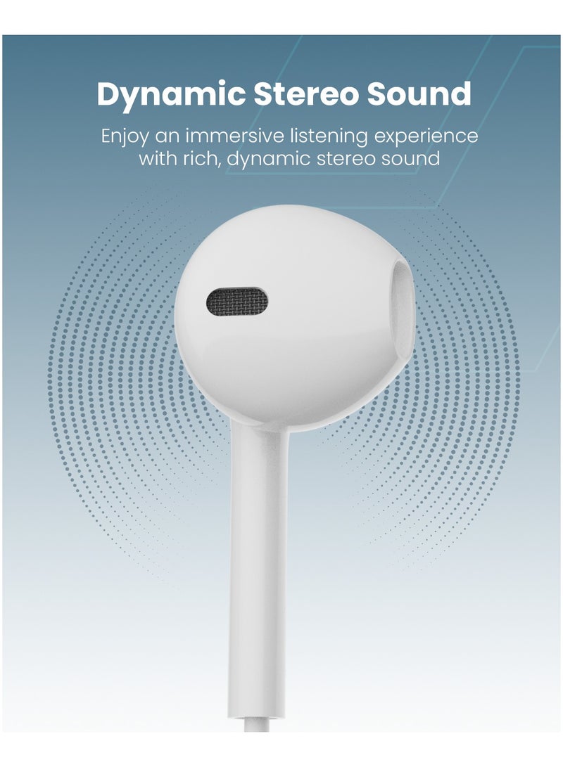 Moxedo Moxedo Mono Stereo Earphone Lightning Connector Earphone In-Line Remote, Built-in Microphone Compatible for iPhone 14/13/12/11 Pro Max/X/XS Max/XR - White  - Image 2