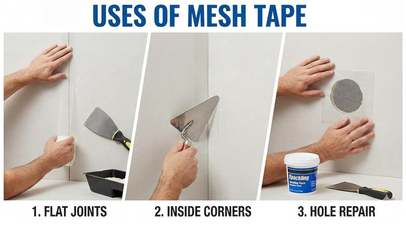Mario Drywall Joint Tape 72mm (3 Inch) x 50M | Wide Self-Adhesive Fiberglass Mesh Tape for Drywall Crack Repair, Hole Patching & Joint Reinforcement | High-Strength Plaster Wall Repair Tape - Image 2