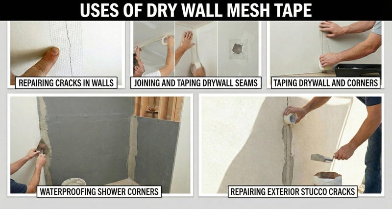 Mario Drywall Joint Tape 72mm (3 Inch) x 50M | Wide Self-Adhesive Fiberglass Mesh Tape for Drywall Crack Repair, Hole Patching & Joint Reinforcement | High-Strength Plaster Wall Repair Tape - Image 3