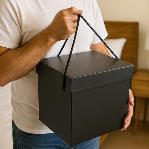 SCORYULE Extra Large Gift Box with Lids and Handle, 12.6" Black Collapsible Gift Box for Birthdays, Parties, Showers, Valentine's Day - Image 3