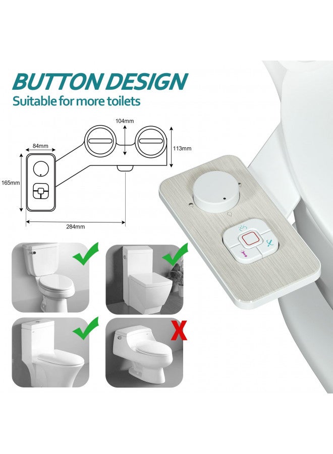 SAMODRA Bidet Attachment, Non-Electric Cold Water Bidet Toilet Seat Attachment with Pressure Controls, Retractable Self-Cleaning Dual Nozzles for Frontal & Rear Wash - Brushed Nickel - Image 4