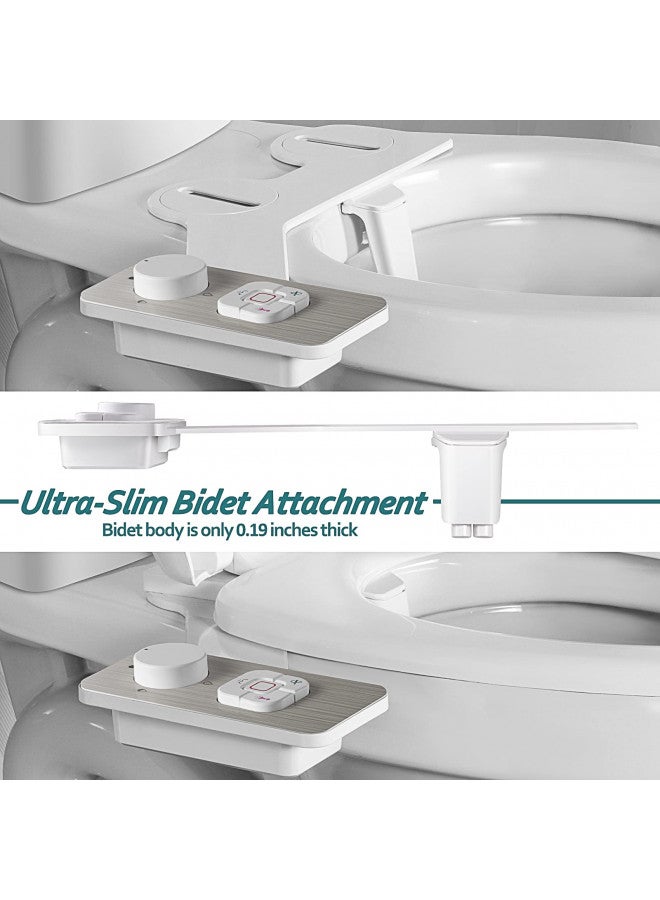 SAMODRA Bidet Attachment, Non-Electric Cold Water Bidet Toilet Seat Attachment with Pressure Controls, Retractable Self-Cleaning Dual Nozzles for Frontal & Rear Wash - Brushed Nickel - Image 3