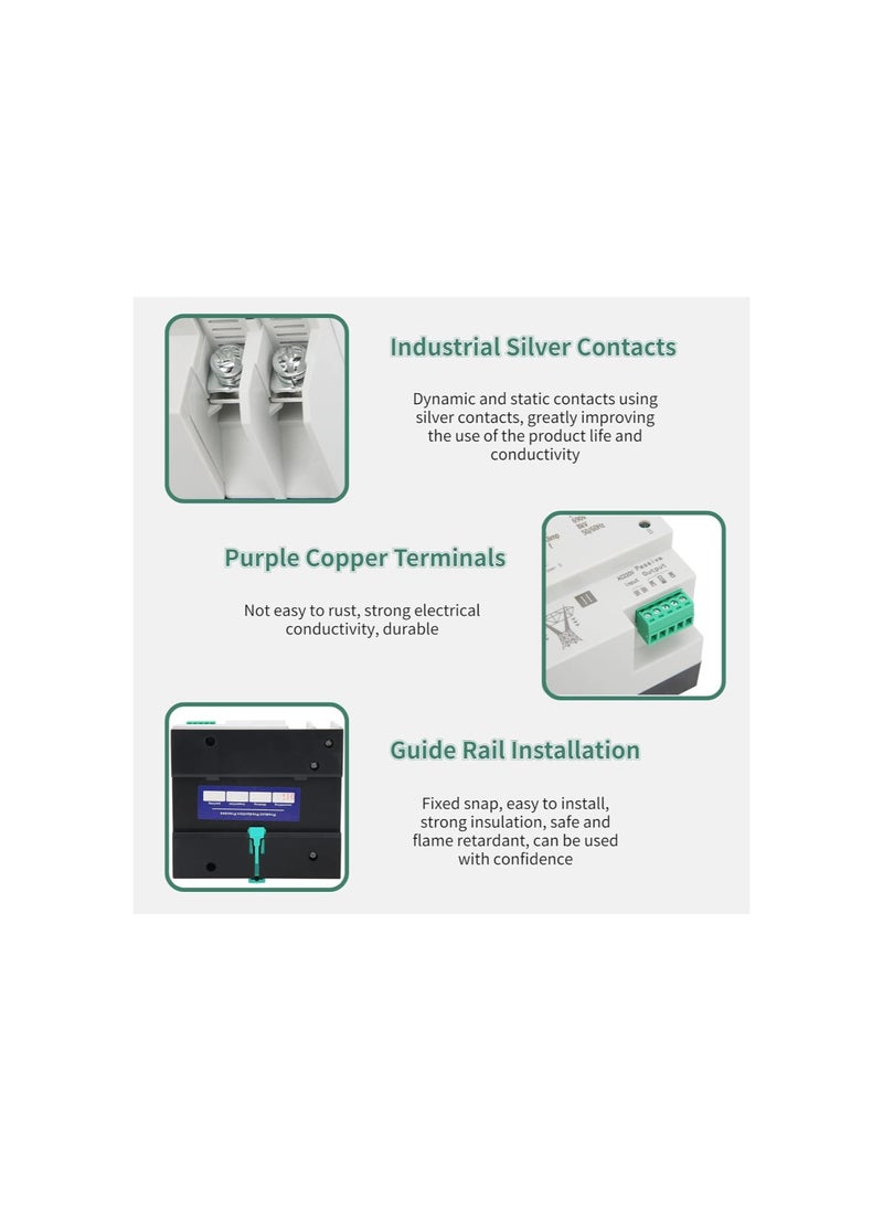 silvercnc - Dual Power Automatic Transfer Switch, 100A 220V 2P Mini ATS Dual Power Toggle Controlle, Din Rail Mounted Controller Electrical Type - Image 1