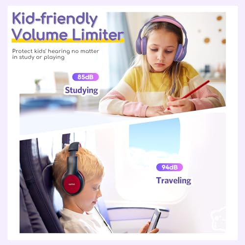 EarFun Kids Headphones Wired with Microphone, 85/94dB Volume Limit Headphones for Kids, Portable Wired Headphone with Shareport, Stereo Sound Foldable Headset for School/Tablet/iPad, Violet Pink - Image 5