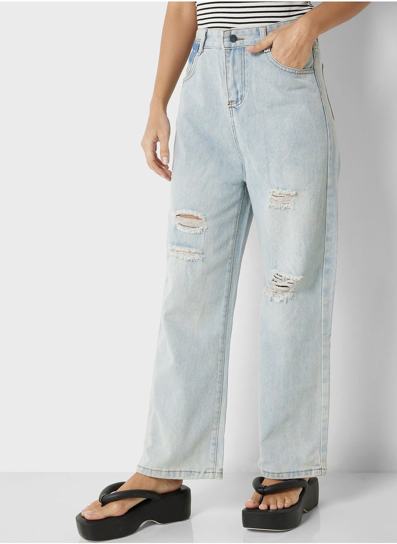 Ginger - Bleached High Waist Ripped Jeans - Image 1