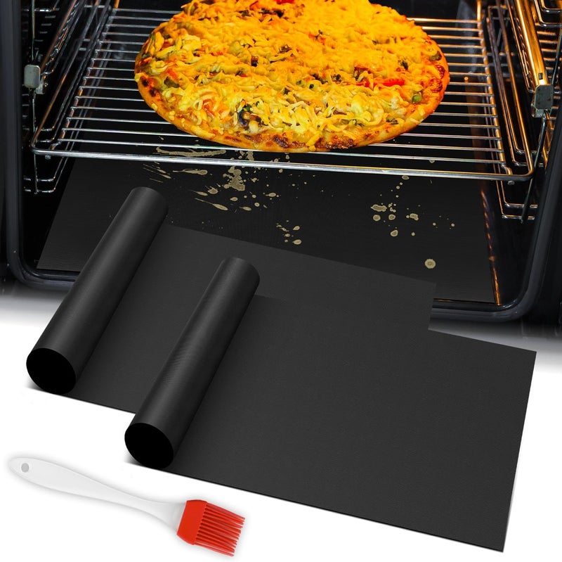 Mimekitchen أغطية لقاع الفرن | مجموعة من 2 قطع من أغطية الفرن الكبيرة والسميكة والمقاومة للحرارة مصنوعة من تيفلون قابلة لإعادة الاستخدام | أغطية فرن غير لاصقة لقاع الفرن الكهربائي أو الغازي أو الميكروويف أو الموقد أو الشواية | سهلة التنظيف - Image 1