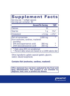 Pure Encapsulations Epa/Dha Essentials ; Fish Oil Concentrate Supplement To Support Cardiovascular Health* ; 90 Softgel Capsules  - Image 3