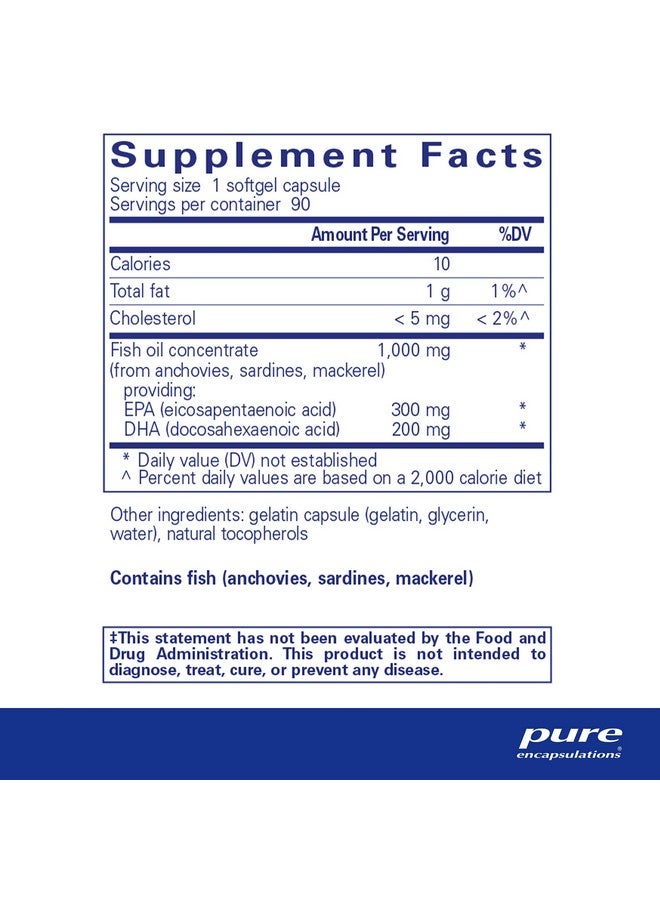 Pure Encapsulations Epa/Dha Essentials ; Fish Oil Concentrate Supplement To Support Cardiovascular Health* ; 90 Softgel Capsules - Image 3