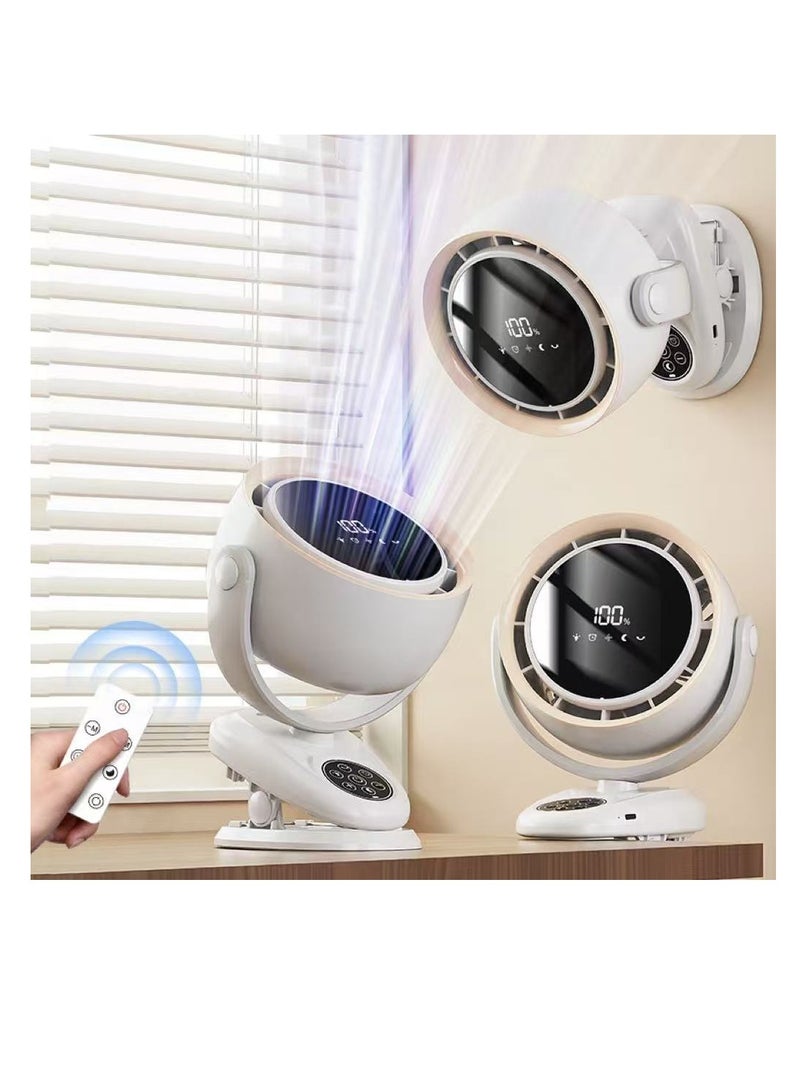  CityRiya-Long مروحة المكتب المحمولة مع شاشة LED الذكية,مروحة توربو,دائرة الهواء الهادئة جدا,مروحة تداول عالية السرعة,مروحة الطاولة مع بطارية 4000mAh,زاوية قابلة للتعديل,عملية هادئة لغرفة النوم المكتب المنزلي السفر على سطح المكتب(F7)  - Image 1