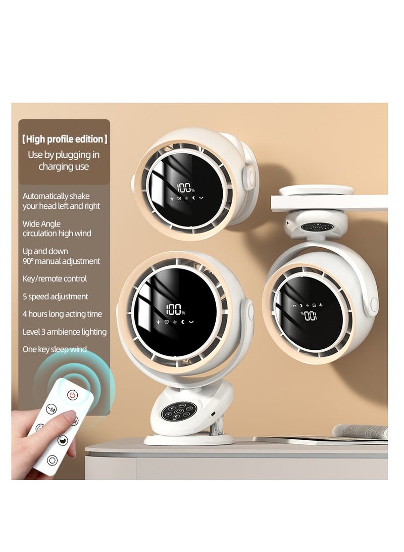  CityRiya-Long مروحة المكتب المحمولة مع شاشة LED الذكية,مروحة توربو,دائرة الهواء الهادئة جدا,مروحة تداول عالية السرعة,مروحة الطاولة مع بطارية 4000mAh,زاوية قابلة للتعديل,عملية هادئة لغرفة النوم المكتب المنزلي السفر على سطح المكتب(F7)  - Image 2