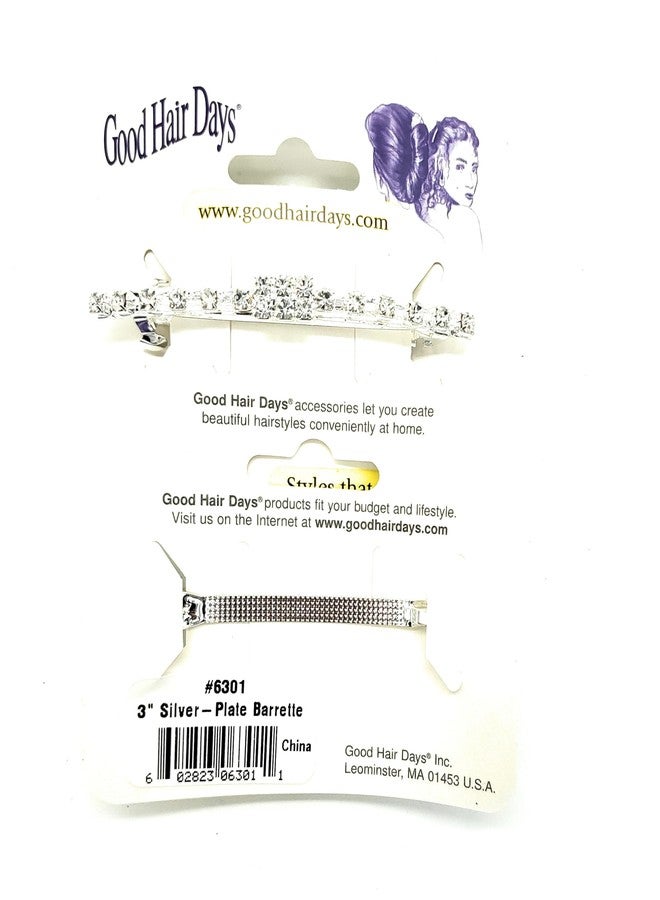 Good Hair Days 3" Crystal Rhinestone Barrette - Silver-Plated French Hair Clip with 6-Star Center Design - Elegant Hair Accessory for All Hair Types, Bridal, Wedding, Prom, Gifts - Image 2