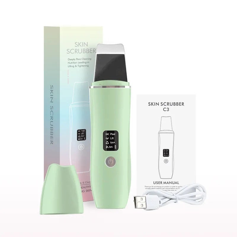 HailiCare Ultrasonic Skin Scrubber Peeling Blackhead Remover Deep Face Cleaning Ultrasonic Ion Acne Pore Cleaner Facial Shovel Scrubber - Image 1