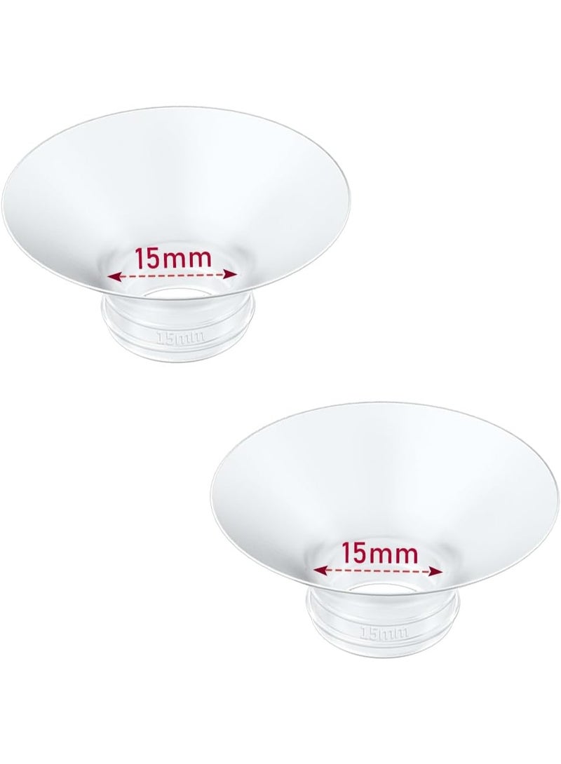 2 قطع من الحافة إدراج 15mm متوافق مع Momcozy M9 / M6 / M5 / S12 Pro / S9 Pro / V1 / V2,استبدال مضخة الثدي القابلة للارتداء, مجموعة إدراج حافة السيليكون الناعمة لدرع 15mm لمعظم المضخات - Image 1