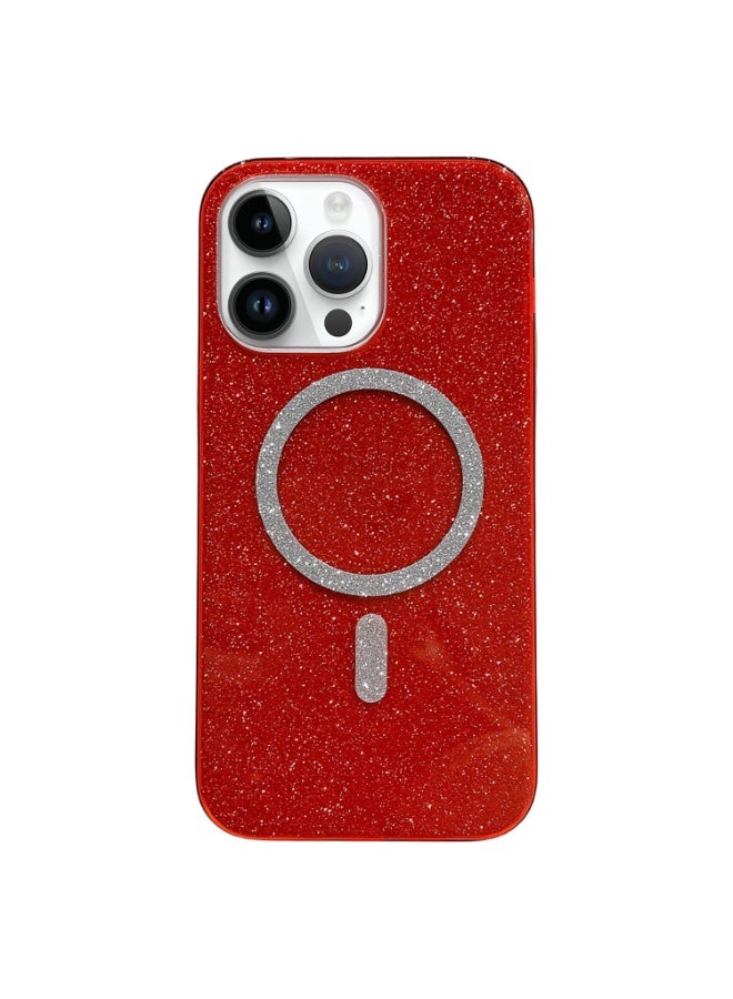 For iPhone 12 Pro Glitter MagSafe Magnetic TPU Phone Case(Red)  - Image 1