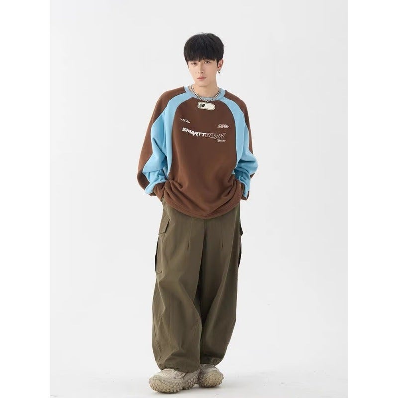 National Tide Design Original vibe Sweatshirt Niche Design Sense Spring and Autumn Fashion Top Coat Tide Couples Shirt dark brown - Image 1