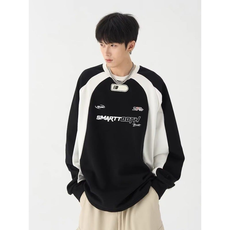 National Tide Design Original vibe Sweatshirt Niche Design Sense Spring and Autumn Fashion Top Coat Tide Couples Shirt dark brown - Image 2