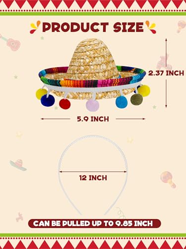 Melisheer Cinco De Mayo Mini Sombrero Headbands with Fiesta Party Costume Theme - Image 5