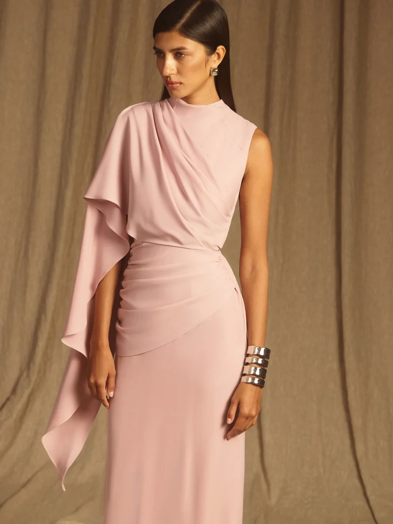 Lichi  Maxi dress with one-shoulder draping for Women | Best Price UAE