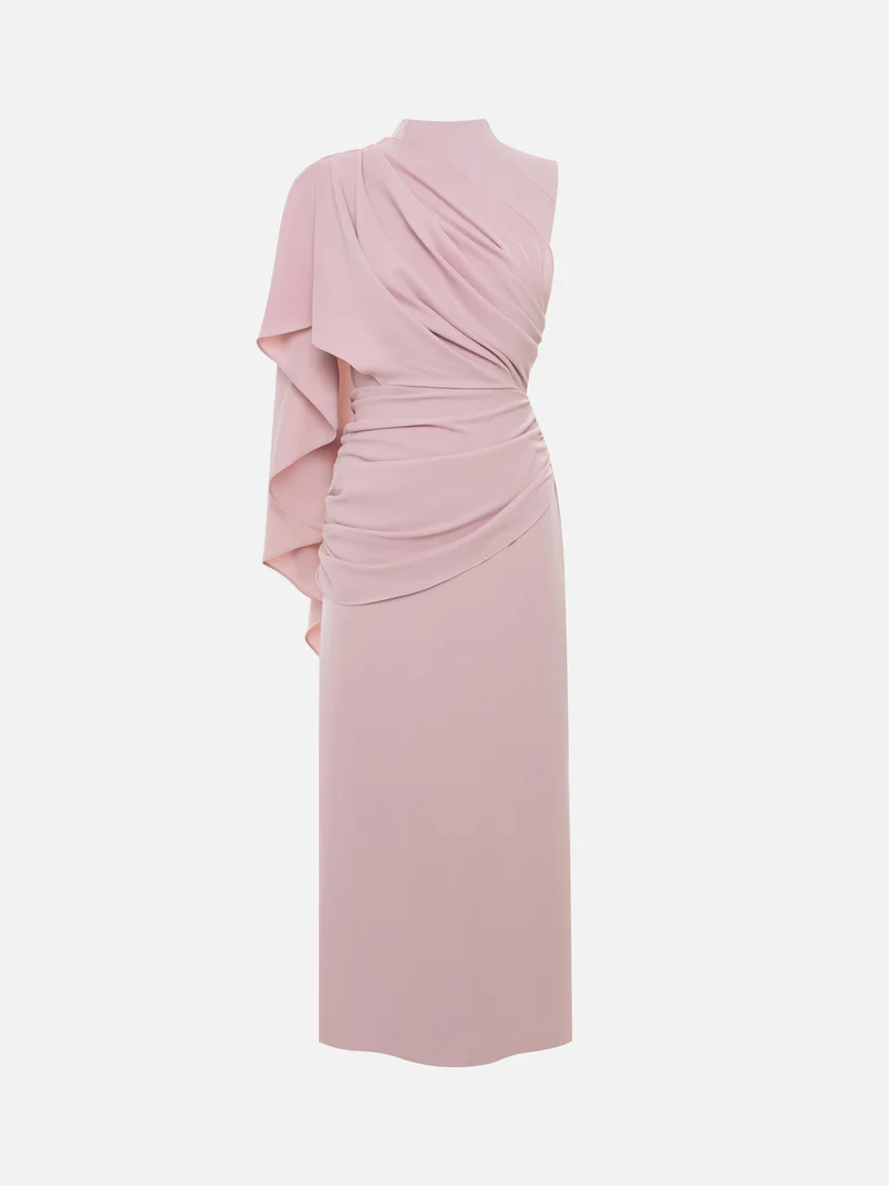 ليتشي فستان ماكسي مع ثنيات على الكتف الواحد