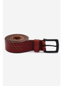 Jack Jones Men Textured Buckle Belt, Brown  - Image 1