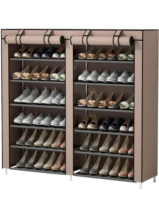 تراسل رف أحذية - خزانة رف أحذية مكونة من 12 طبقة سهلة التركيب، مقاومة للماء والغبار وخفيفة الوزن، خزانة أحذية ذات سعة كبيرة مع غطاء غبار - Image 1