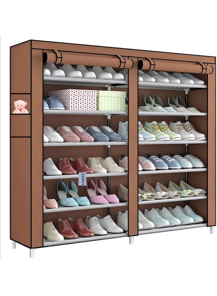 تراسل رف أحذية - خزانة رف أحذية مكونة من 12 طبقة سهلة التركيب، مقاومة للماء والغبار وخفيفة الوزن، خزانة أحذية ذات سعة كبيرة مع غطاء غبار - Image 3