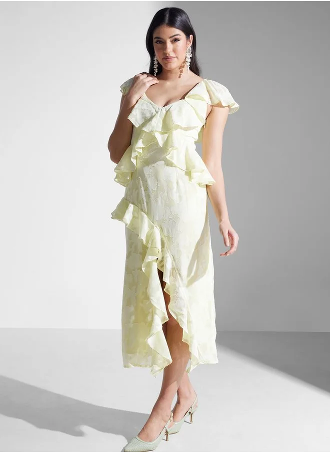 PRETTY LAVISH Cut Out Ruffle Dress