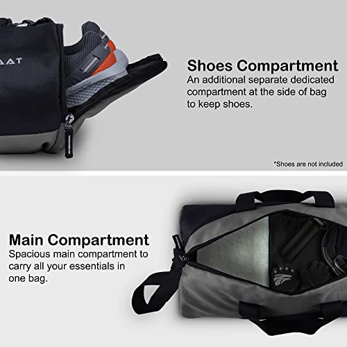 NABAAT Polyester Gym Bags for Men and Women Duffle Bag/Sports Bag/Shoulder Side Bag for Travel, Water Resistant with Shoe Compartment (Grey_Black, GMB-GRBK2) - Image 2