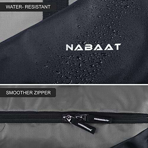 NABAAT Polyester Gym Bags for Men and Women Duffle Bag/Sports Bag/Shoulder Side Bag for Travel, Water Resistant with Shoe Compartment (Grey_Black, GMB-GRBK2) - Image 4
