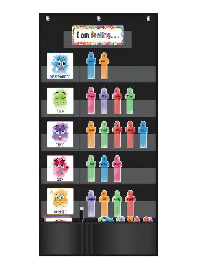 Amzoya Feeling and Emotions Pocket Chart for Classroom Management Feelings Emotions Tracker for Kids Toddler Back to School Supplies Recognition Tool - Image 1